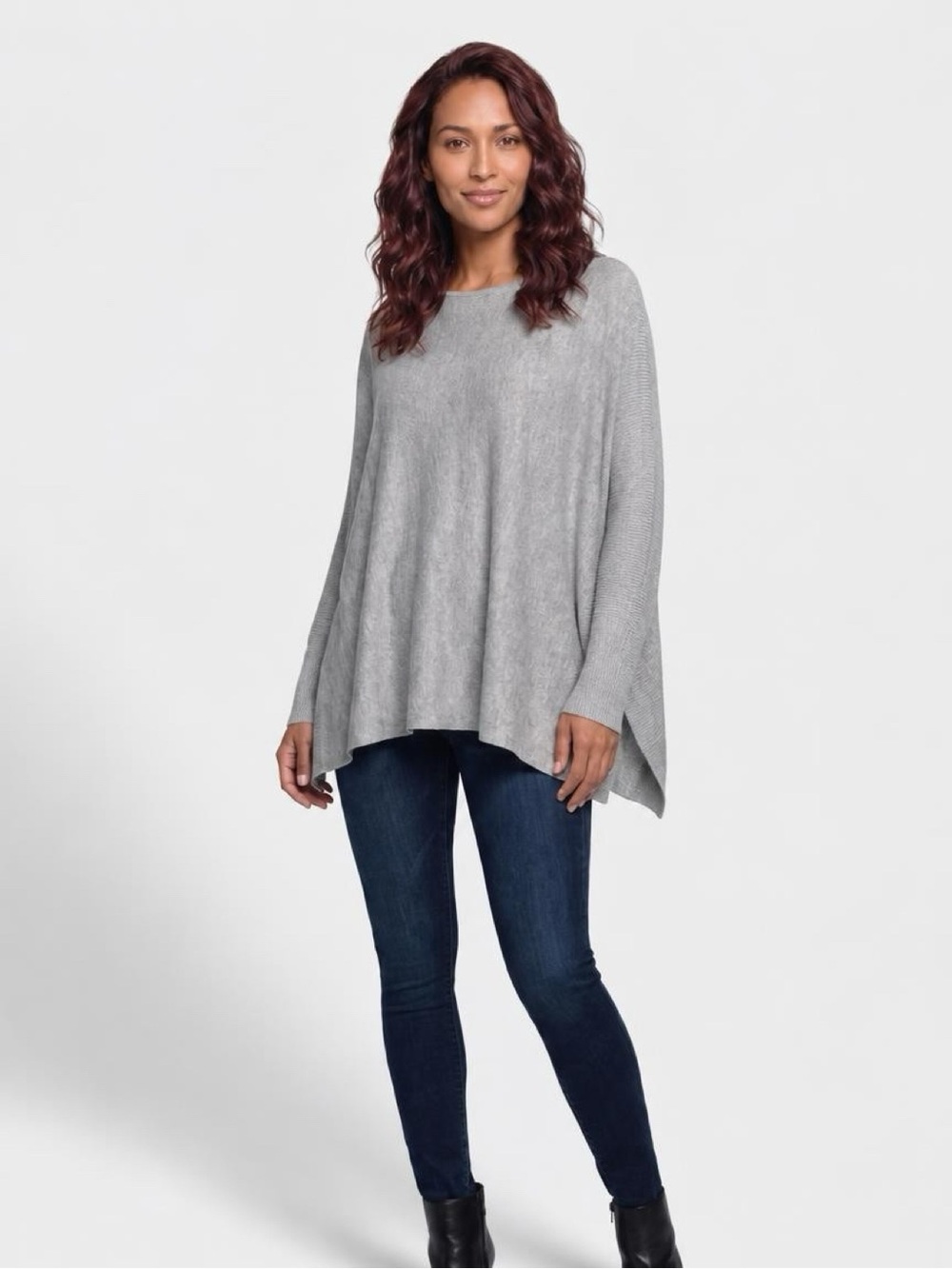 bebe Light Heather Gray Relaxed Knit Cocoon Top